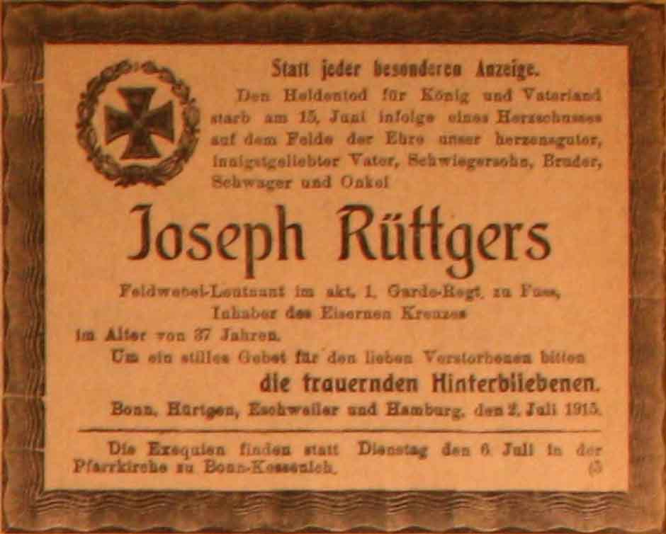 Anzeige im General-Anzeiger vom 2. Juli 1915