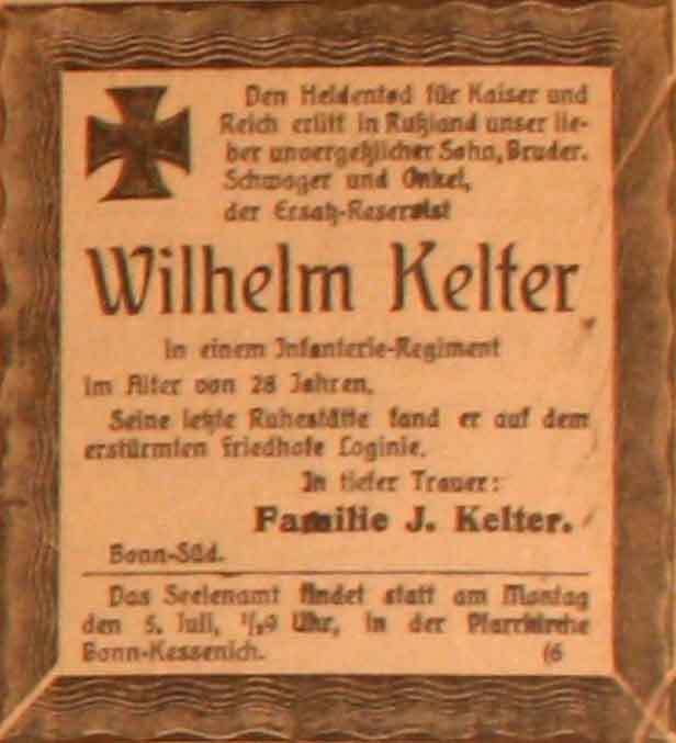 Anzeige im General-Anzeiger vom 3. Juli 1915