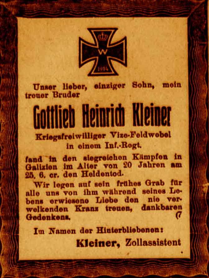Anzeige im General-Anzeiger vom 11. Juli 1915