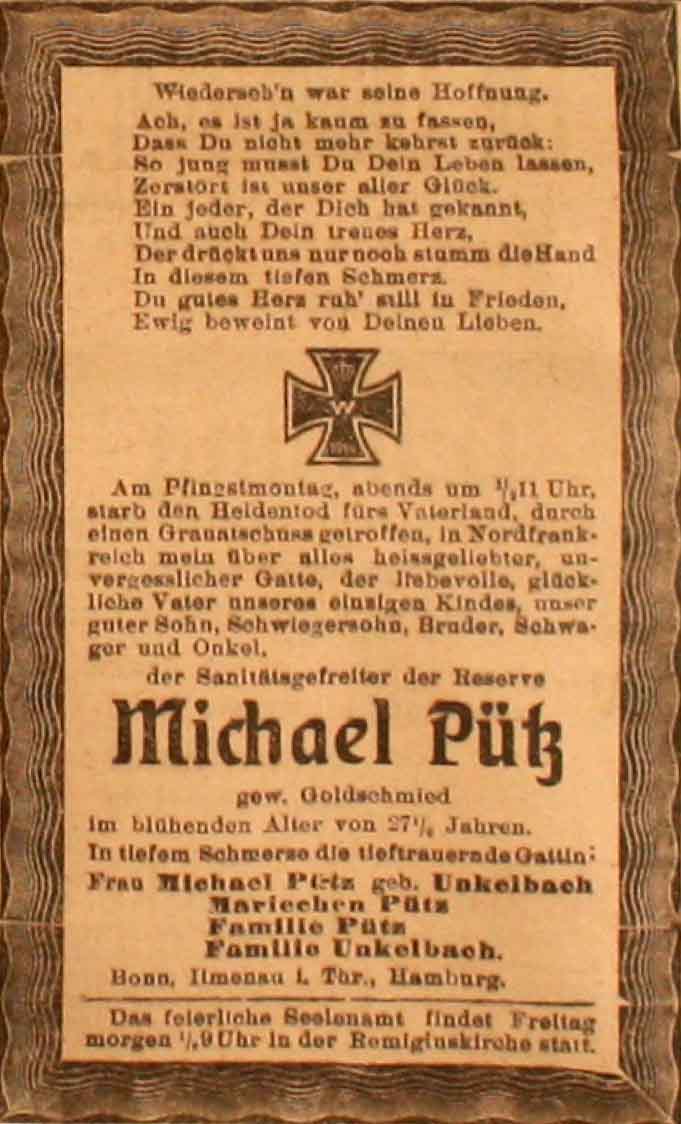 Anzeige im General-Anzeiger vom 1. Juni 1915