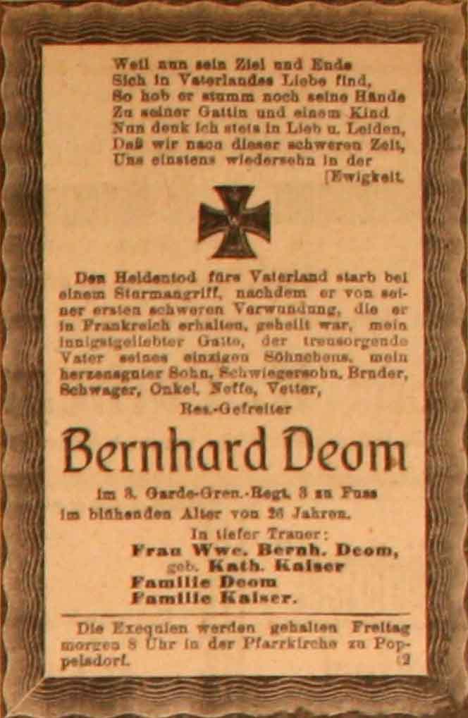Anzeige im General-Anzeiger vom 1. Juni 1915