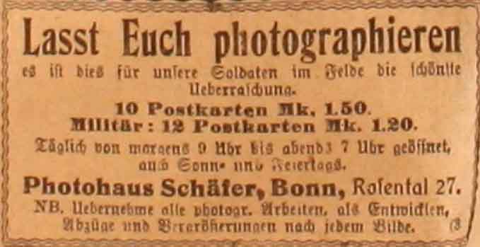 Anzeige im General-Anzeiger vom 2. Juni 1915