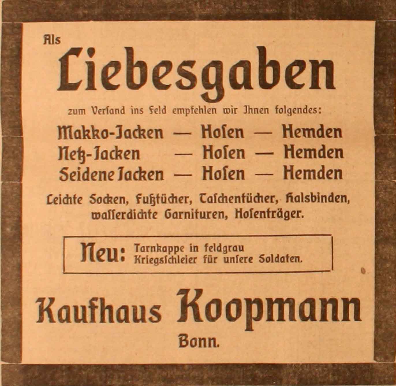 Anzeige im General-Anzeiger vom 4. Juni 1915