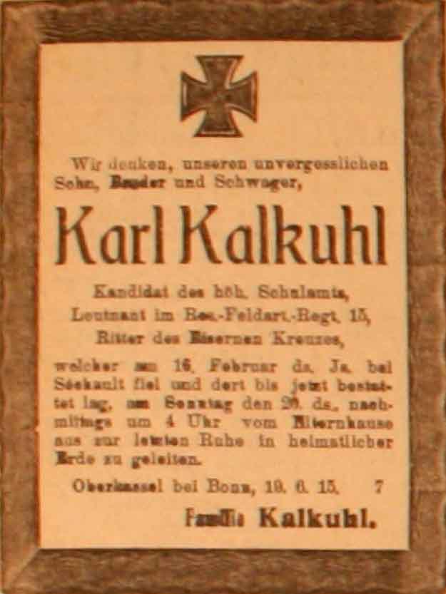 Anzeige im General-Anzeiger vom 20. Juni 1915