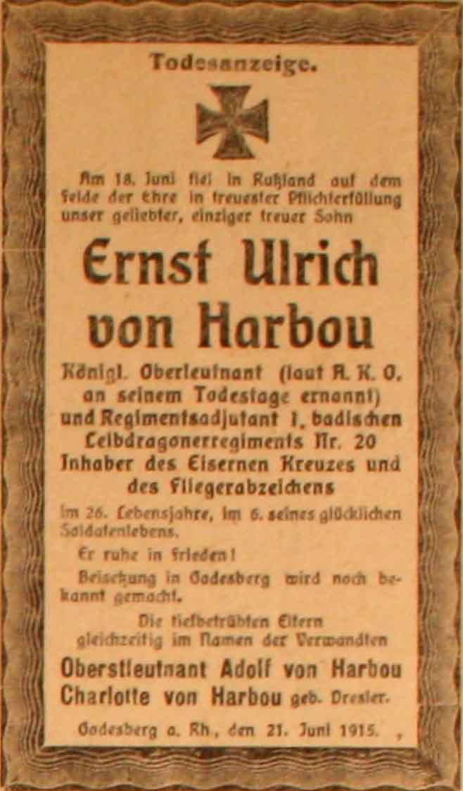 Anzeige im General-Anzeiger vom 22. Juni 1915