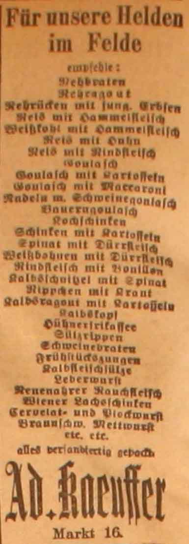 Anzeige im General-Anzeiger vom 25. Juni 1915
