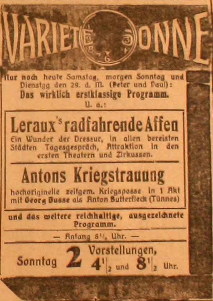 Anzeige im General-Anzeiger vom 26. Juni 1915