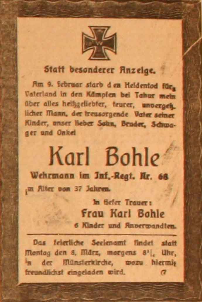 Anzeige im General-Anzeiger vom 7. März 1915