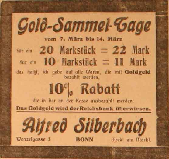 Anzeige im General-Anzeiger vom 8. März 1915
