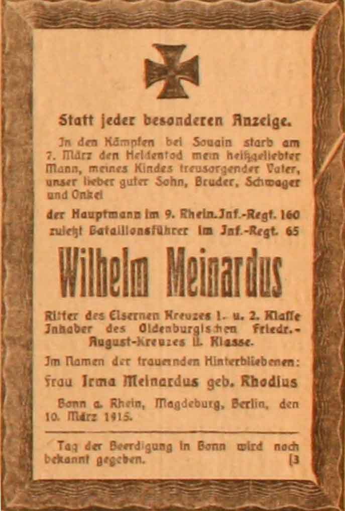 Anzeige im General-Anzeiger vom 10. März 1915