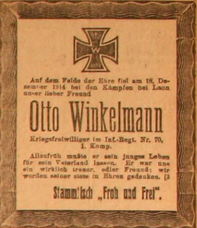 Anzeige im General-Anzeiger vom 10. März 1915