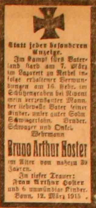 Anzeige im General-Anzeiger vom 13. März 1915