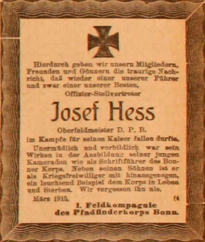 Anzeige im General-Anzeiger vom 18. März 1915