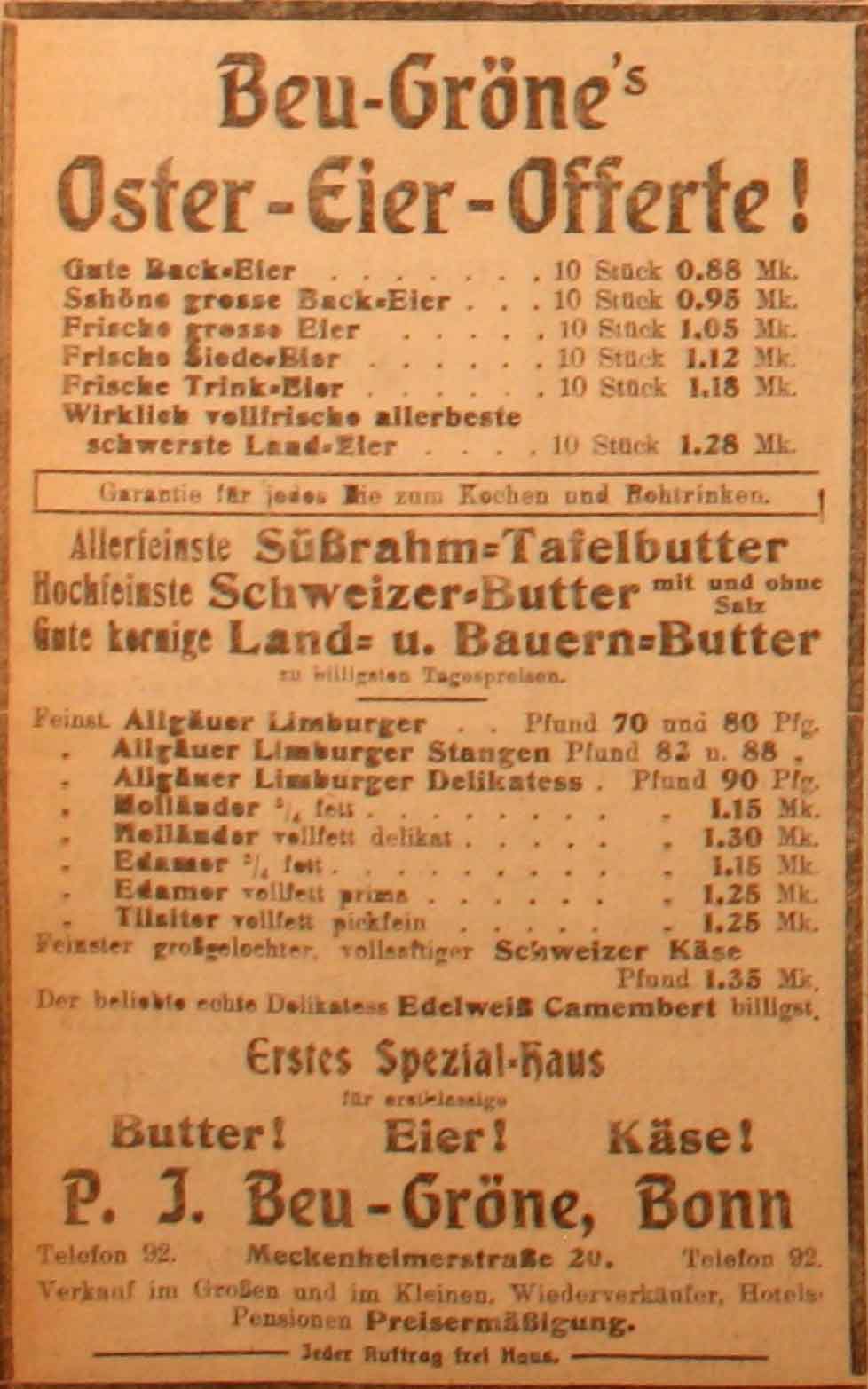 Anzeige im General-Anzeiger vom 27. März 1915