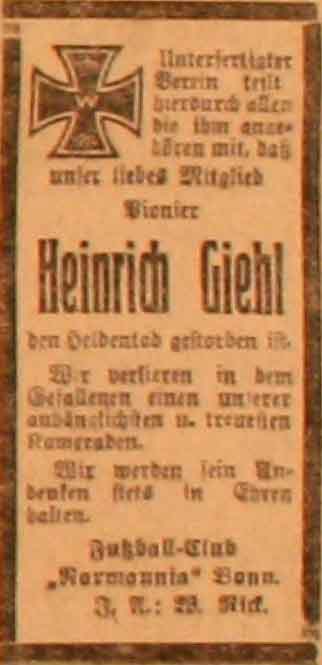 Anzeige im General-Anzeiger vom 5. Mai 1915