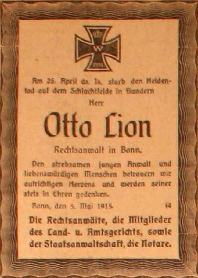 Anzeige im General-Anzeiger vom 6. Mai 1915