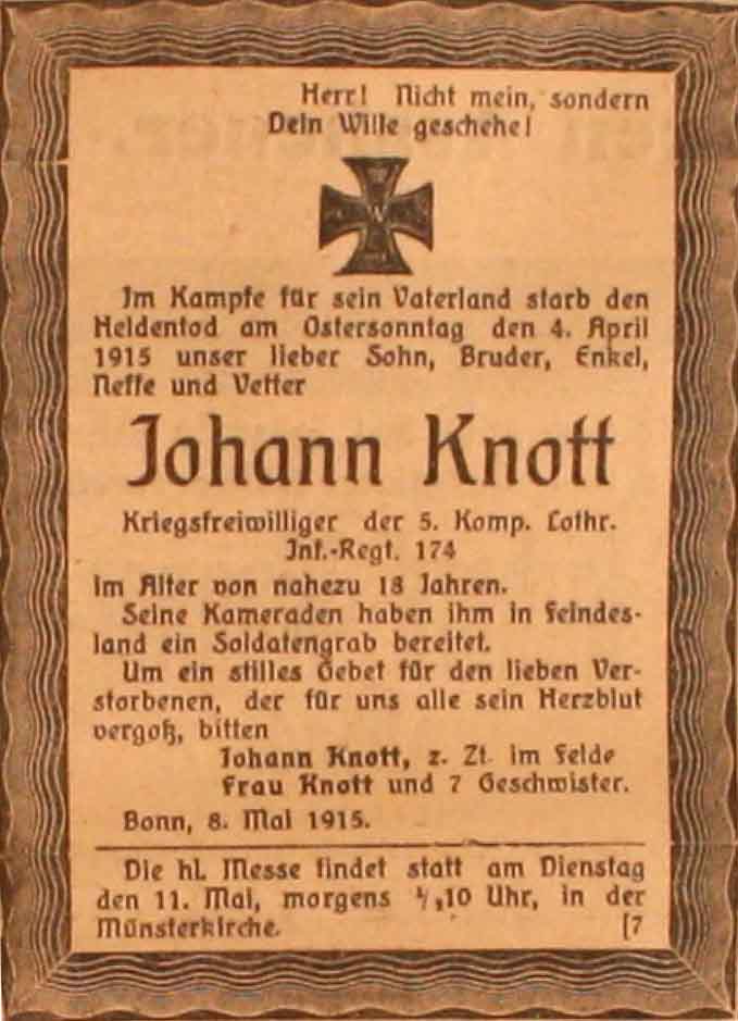 Anzeige im General-Anzeiger vom 9. Mai 1915