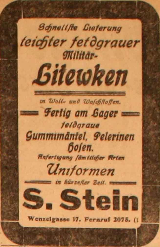 Anzeige im General-Anzeiger vom 10. Mai 1915