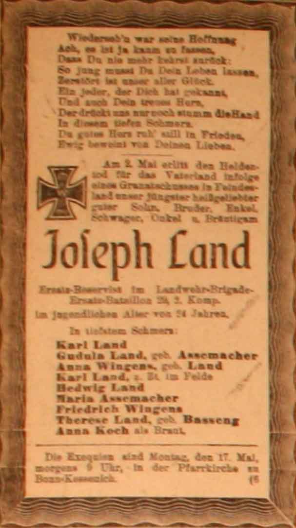 Anzeige im General-Anzeiger vom 15. Mai 1915