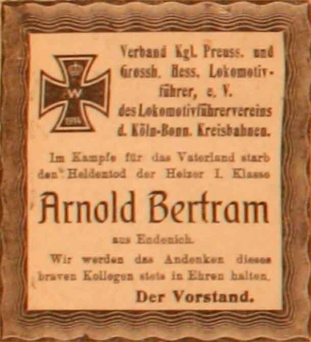 Anzeige im General-Anzeiger vom 15. Mai 1915