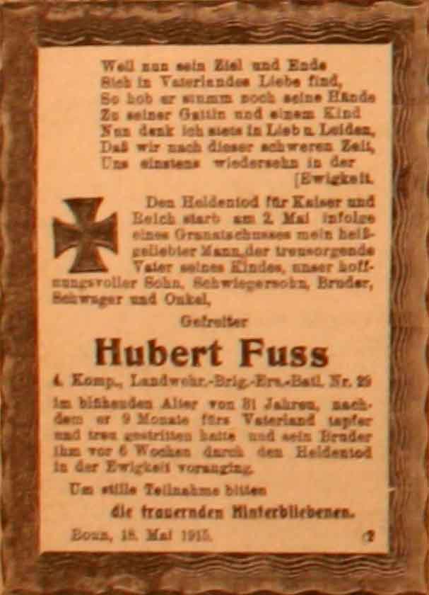 Anzeige im General-Anzeiger vom 18. Mai 1915