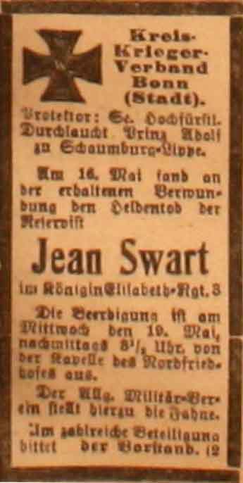 Anzeige im General-Anzeiger vom 18. Mai 1915
