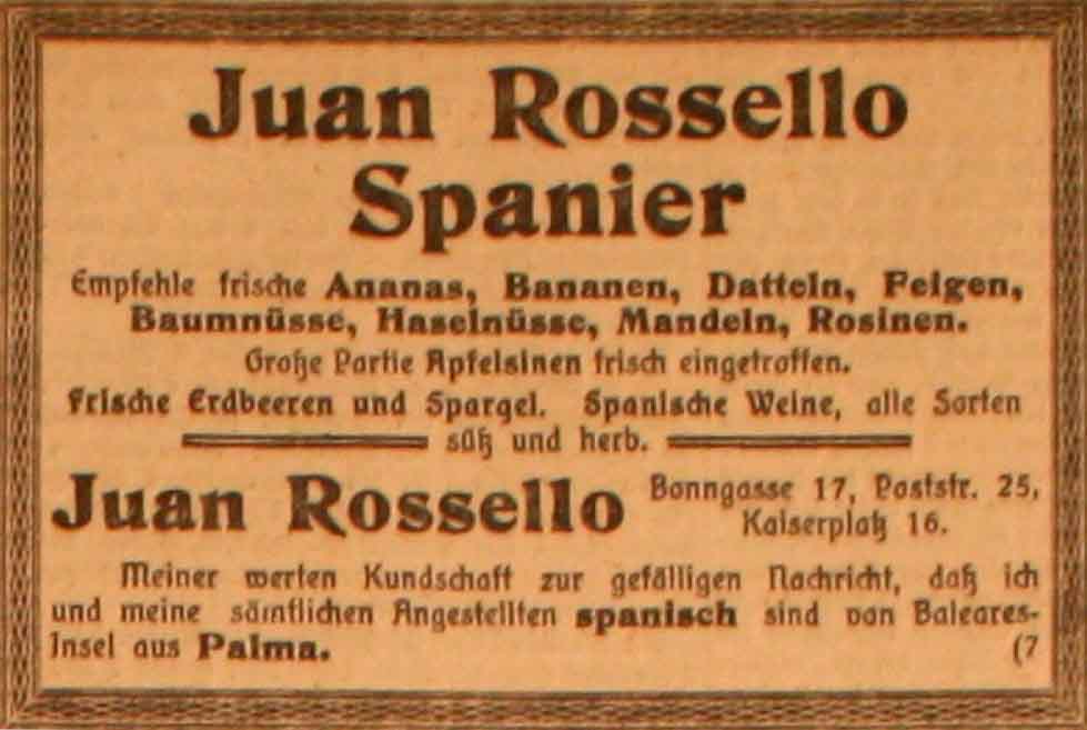 Anzeige im General-Anzeiger vom 22. Mai 1915
