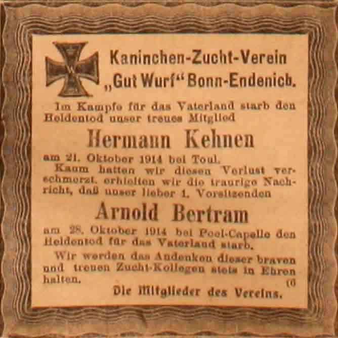 Anzeige im General-Anzeiger vom 22. Mai 1915