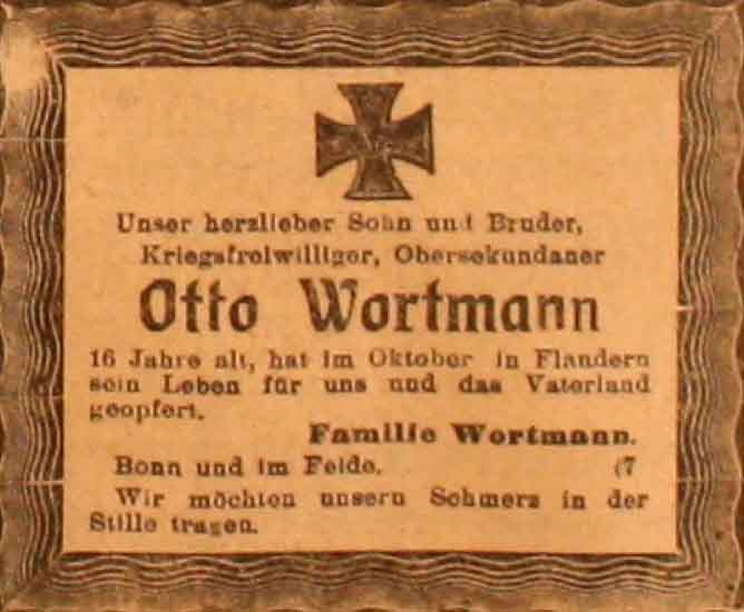 Anzeige im General-Anzeiger vom 30. Mai 1915