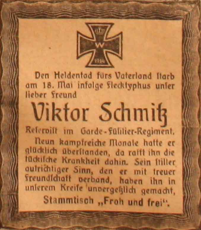 Anzeige im General-Anzeiger vom 30. Mai 1915