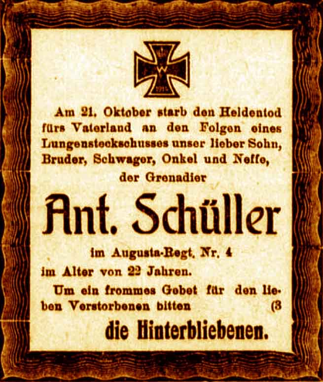 Anzeige im General-Anzeiger vom 3. November 1915