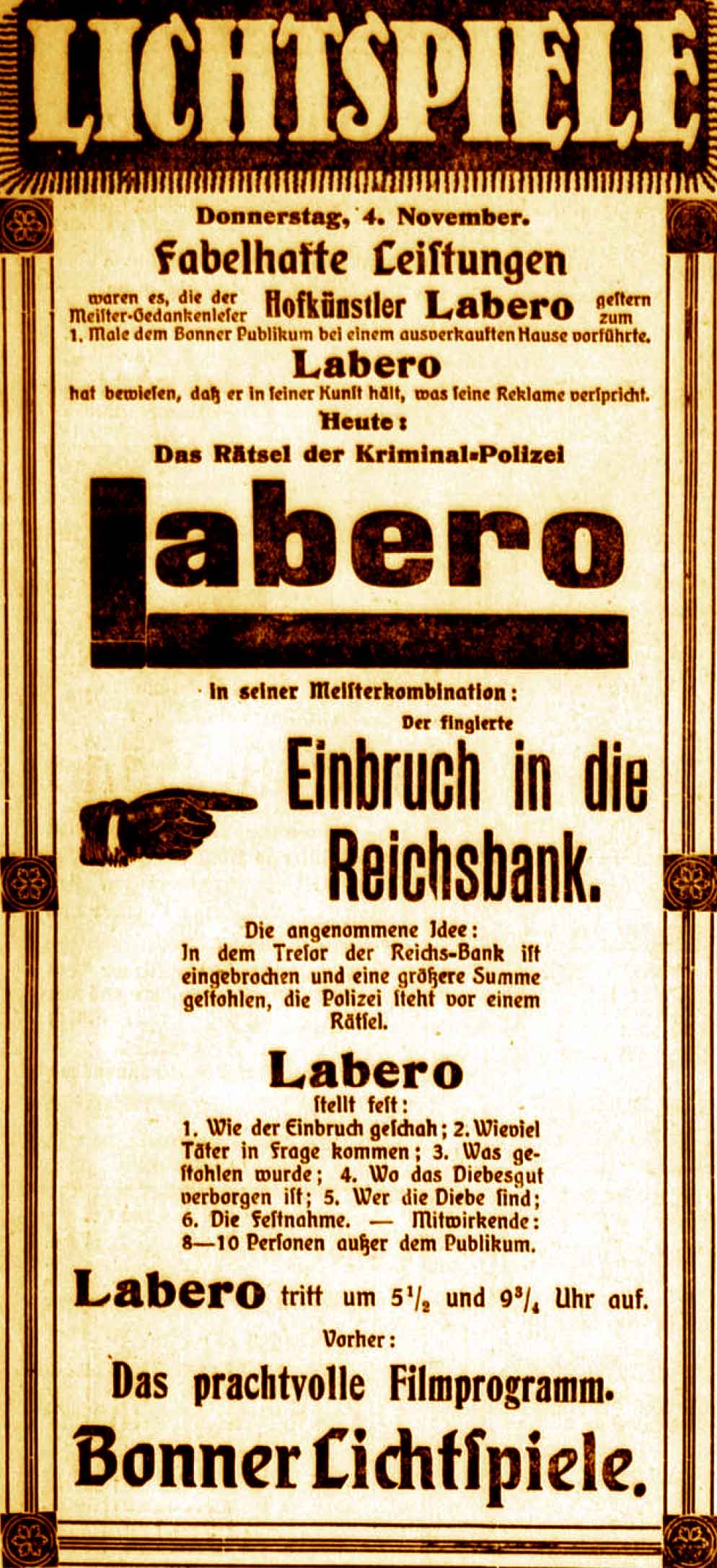 Anzeige im General-Anzeiger vom 4. November 1915