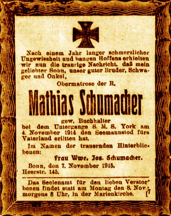 Anzeige im General-Anzeiger vom 6. November 1915