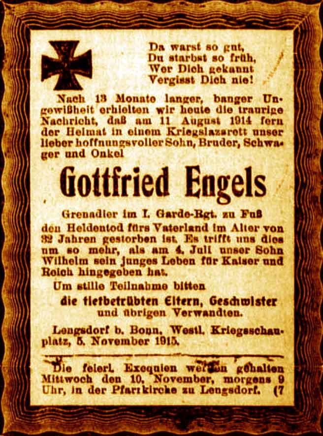 Anzeige im General-Anzeiger vom 6. November 1915