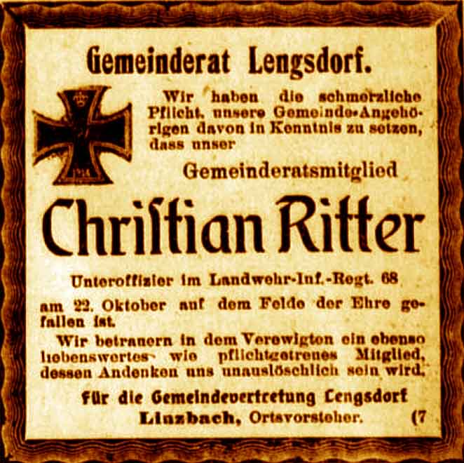 Anzeige im General-Anzeiger vom 6. November 1915