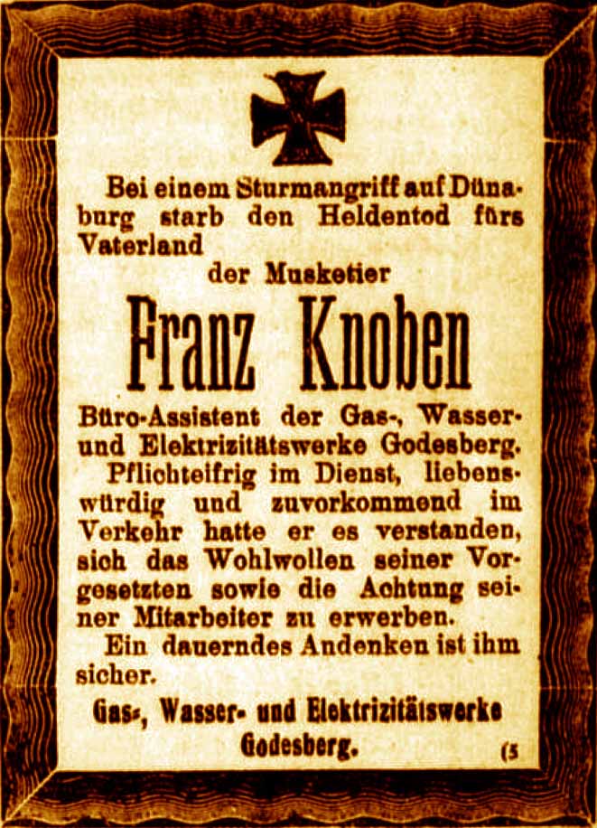 Anzeige im General-Anzeiger vom 12. November 1915