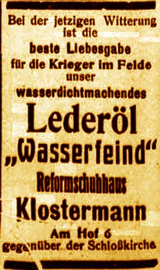 Anzeige in der Bonner Zeitung vom 17.11.1915