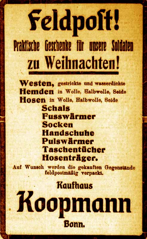 Anzeige im General-Anzeiger vom 27. November 1915