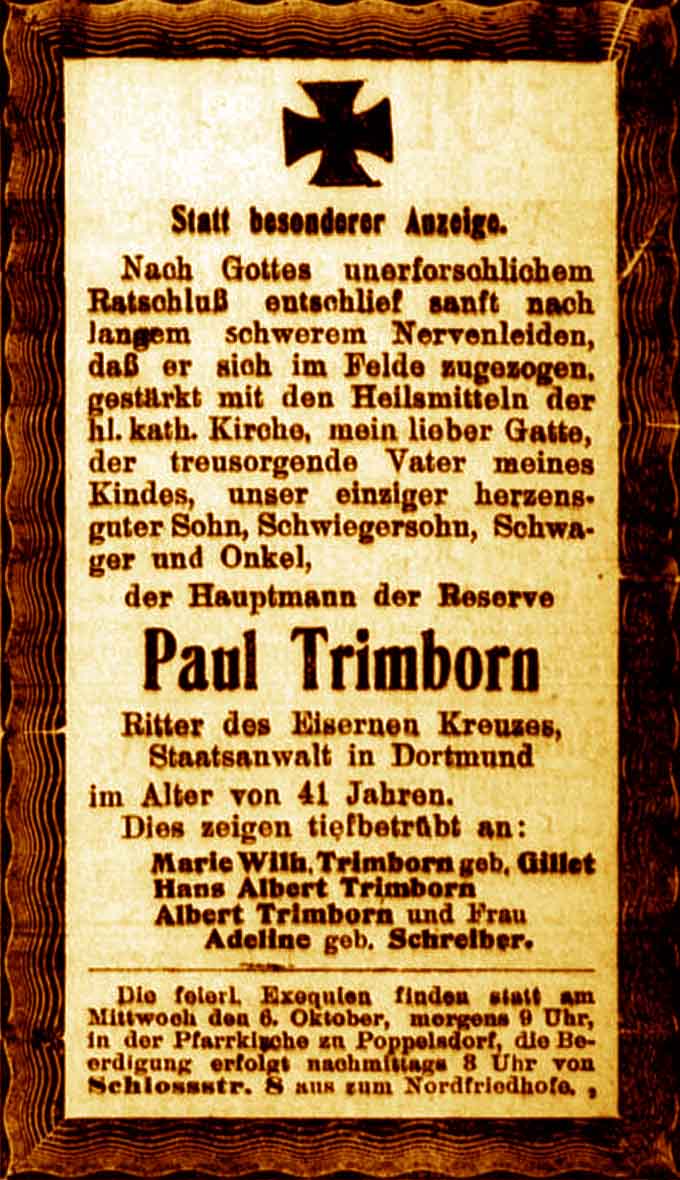 Anzeige im General-Anzeiger vom 5. Oktober 1915