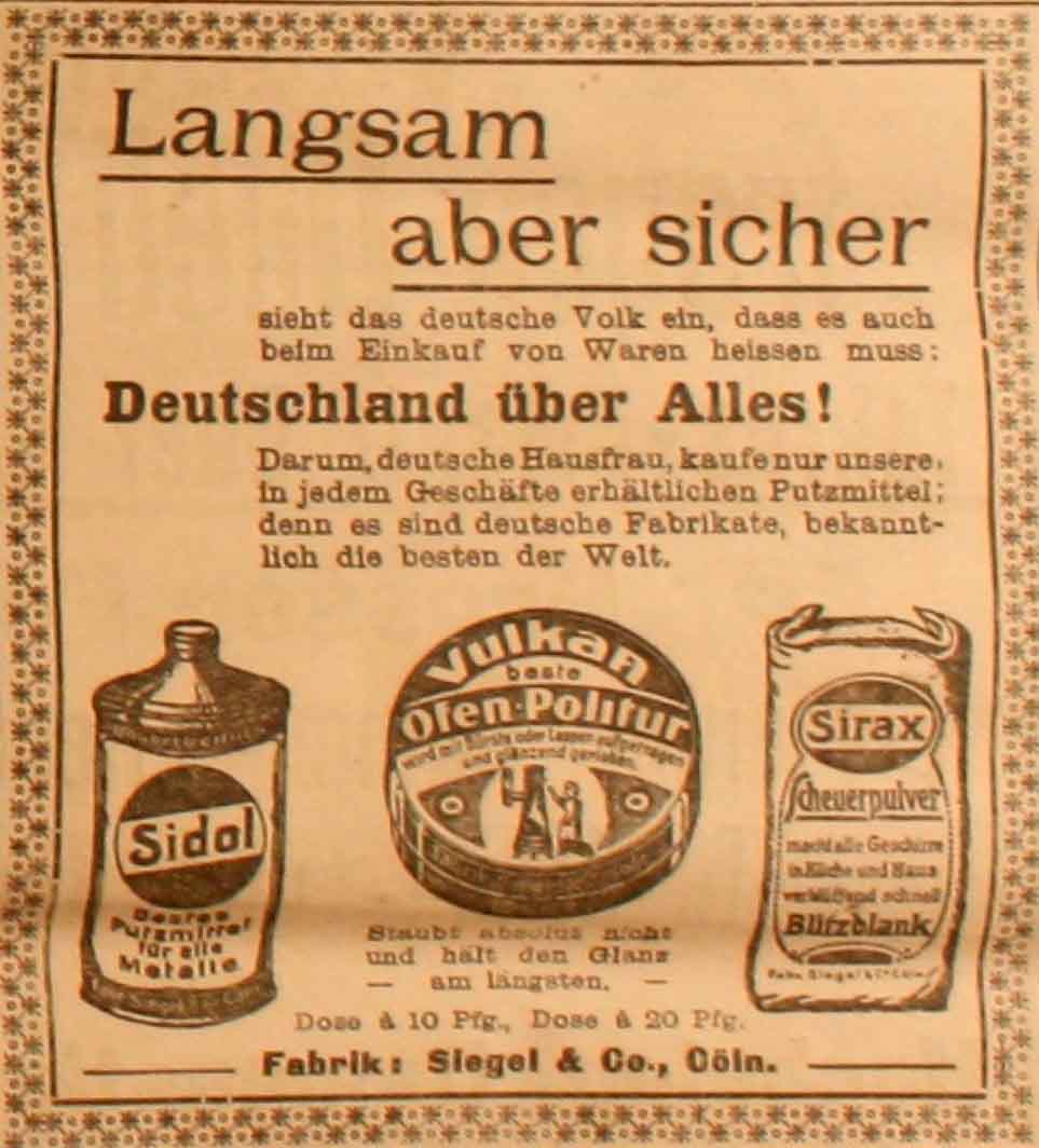 Anzeige in der Deutschen Reichs-Zeitung vom 6. Oktober 1915
