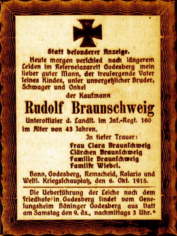 Anzeige im General-Anzeiger vom 8. Oktober 1915