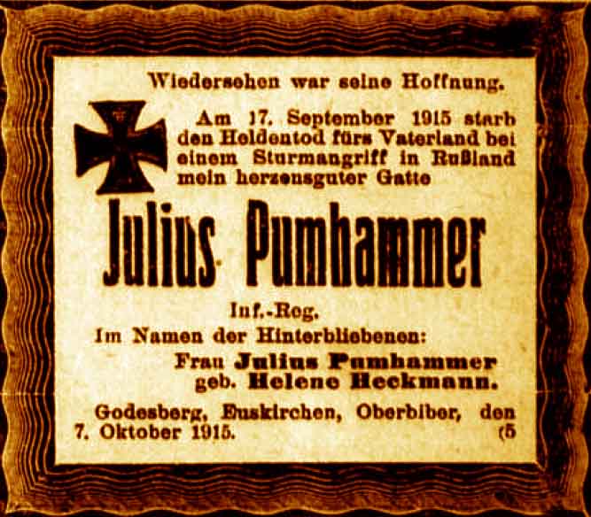 Anzeige im General-Anzeiger vom 8. Oktober 1915