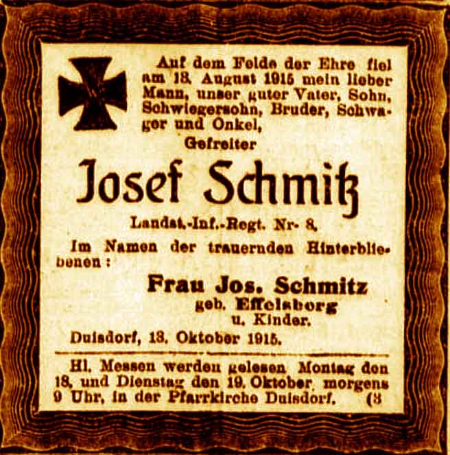 Anzeige im General-Anzeiger vom 13. Oktober 1915