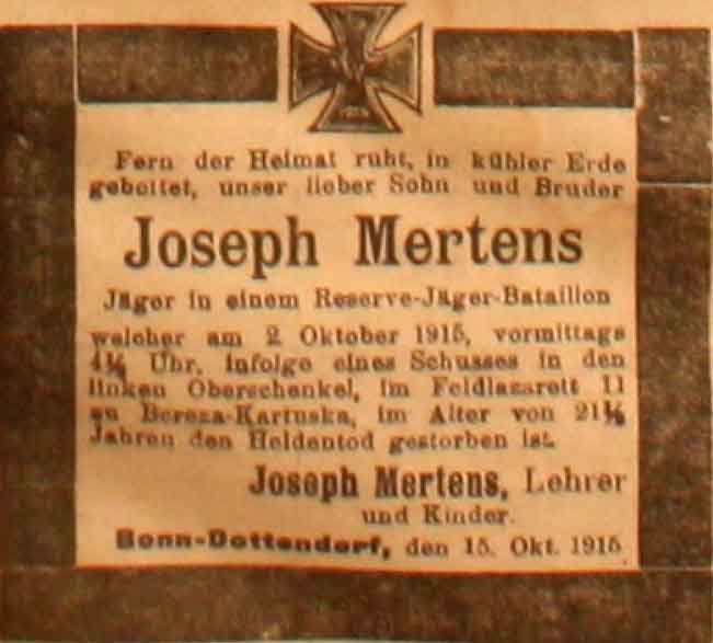 Anzeige in der Deutschen Reichs-Zeitung vom 15. Oktober 1915