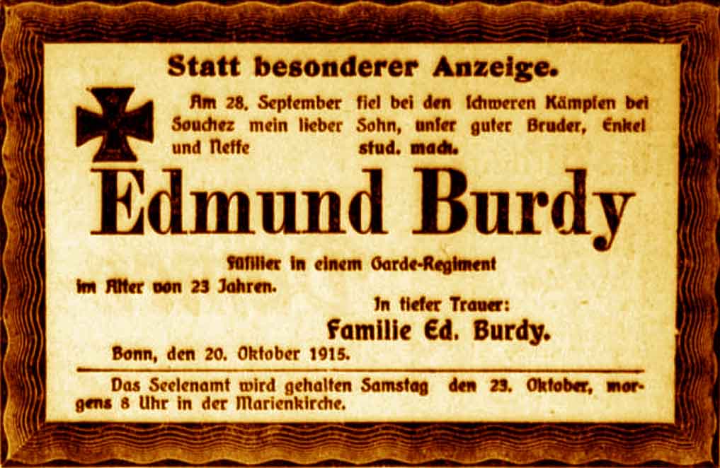 Anzeige im General-Anzeiger vom 21. Oktober 1915