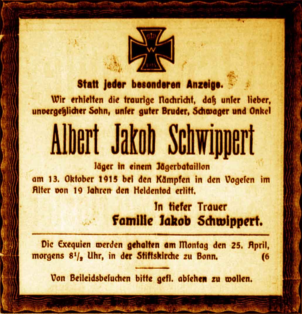 Anzeige im General-Anzeiger vom 23. Oktober 1915