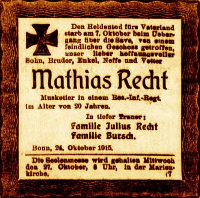 Anzeige im General-Anzeiger vom 24. Oktober 1915