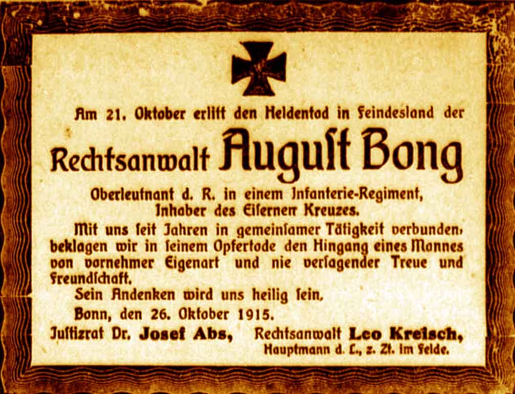 Anzeige im General-Anzeiger vom 27. Oktober 1915