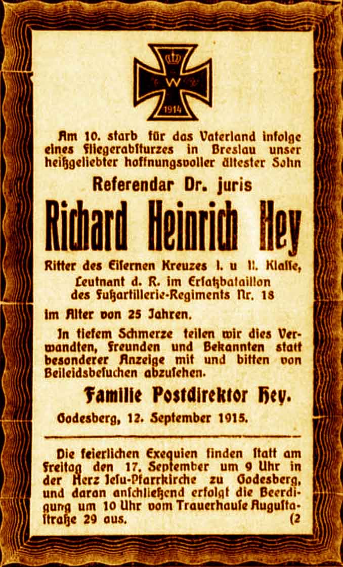 Anzeige im General-Anzeiger vom 14. September 1915