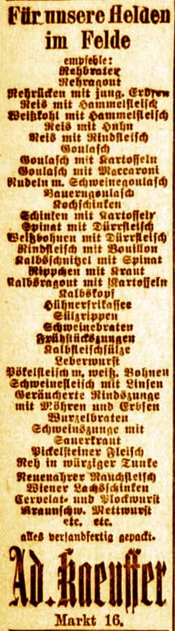 Anzeige im General-Anzeiger vom 15. September 1915